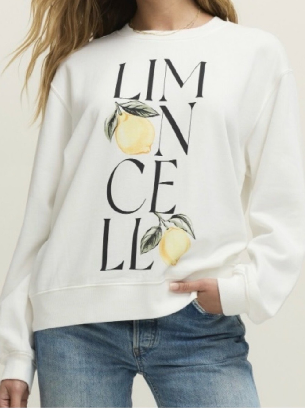 NEW ZSupply White 'Limoncello' Lemon Graphic Sweatshirt